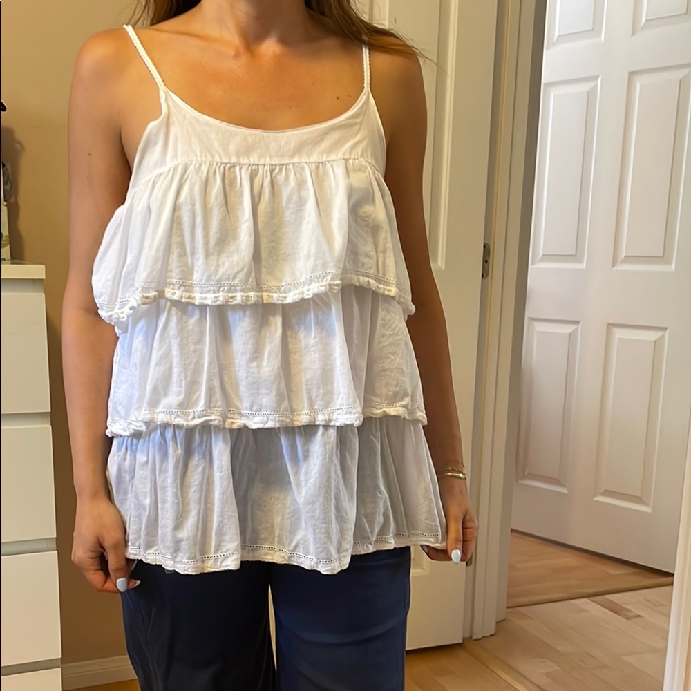 White Tiered Sleeveless Top